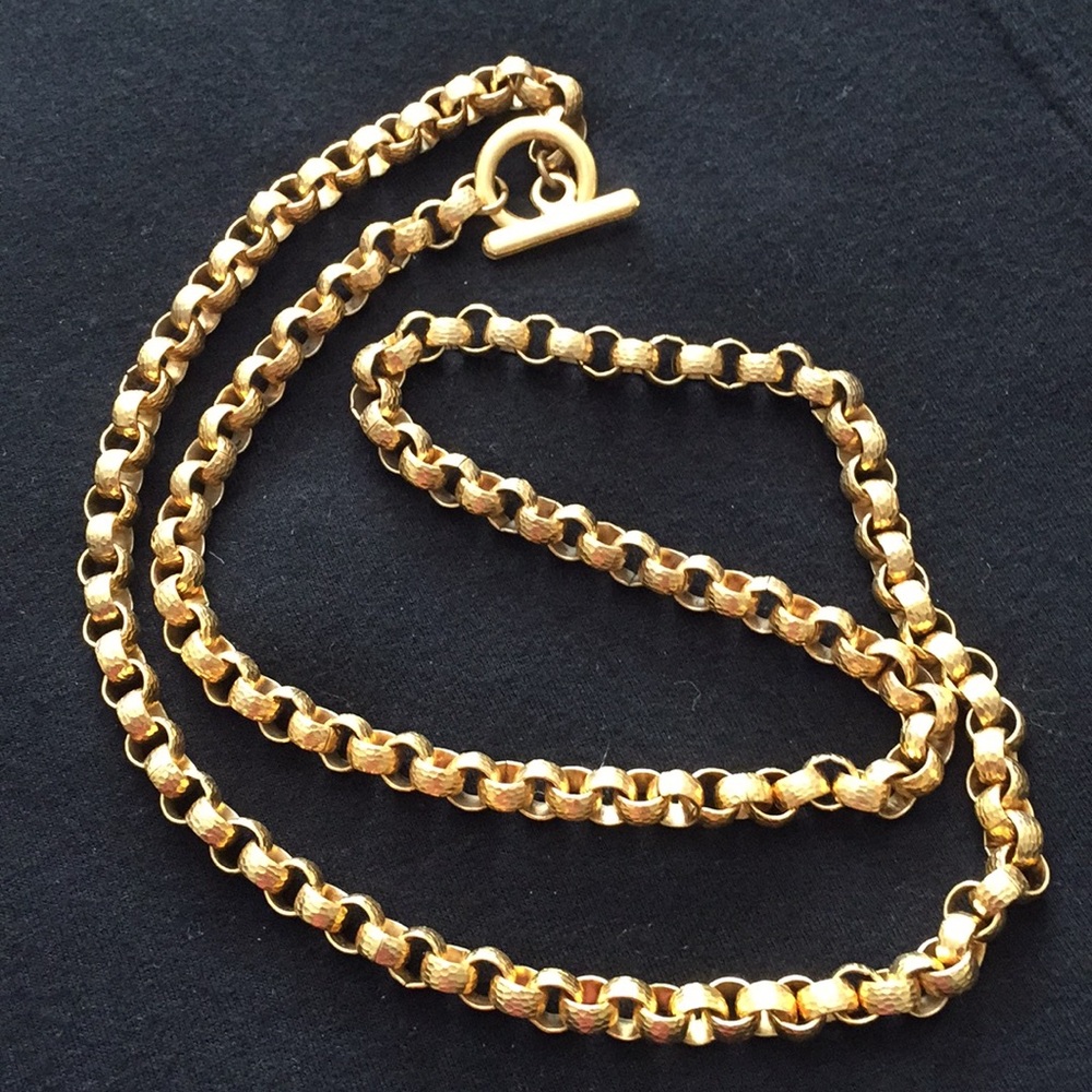 Long hammered rollo link necklace